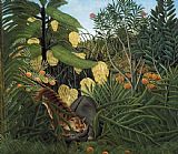 Henri Rousseau Fight Between a Tiger and a Buffalo painting